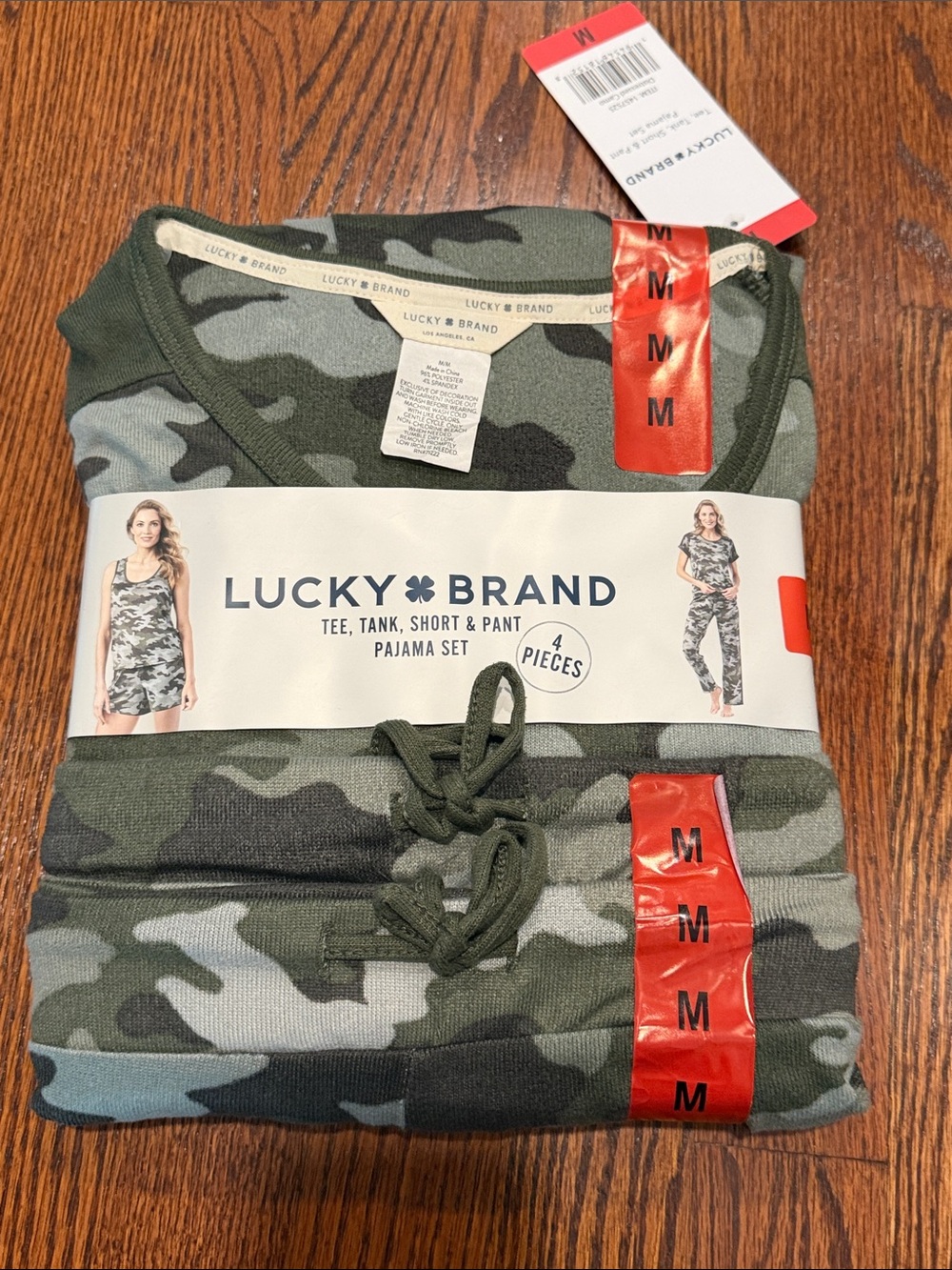 Lucky Brand Green Camo 4-Piece Pajama Set